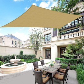 12' x 20' Beige Sun Shade Sail Shade Cloth Cover Canopy Awning for Patio Pool Pergola Driveway Porch Deck Yard Garden UV Block Permeable and Heavy Duty