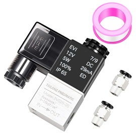 TAILONZ PNEUMATIC 1/8 inch NPT 12V 2 Position 2 Way Normally Closed Electric Solenoid Air Valve 2V025-06 Junction Box