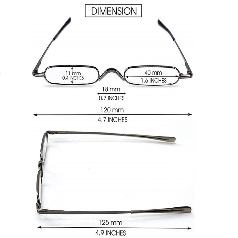 Viseng 3 pairs Slim Mini Metal Reading Glasses Compact Lightweight