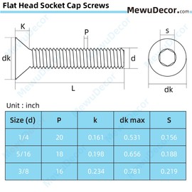 3/8-16 x 1-1/2" Flat Head Socket Cap Screws Countersunk Bolts Countersunk Bolts, Alloy Steel Grade 10.9, Fully Threaded, Black Oxide, 20 PCS