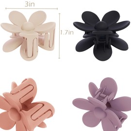 Flower Hair Clips 6 PCS for Women, Daisy Claw Clips Matte Large Claw Clips Strong Hold Jaw Clamps Hair Accessories for Thick Hair 6 Colors