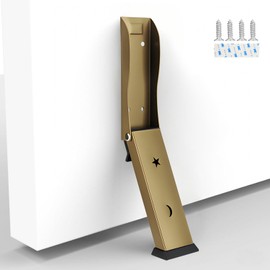 Door Stopper No Drilling Kick Down Door doorknob Stop for Bottom of Door Holder to Keep Door Open (Gold)