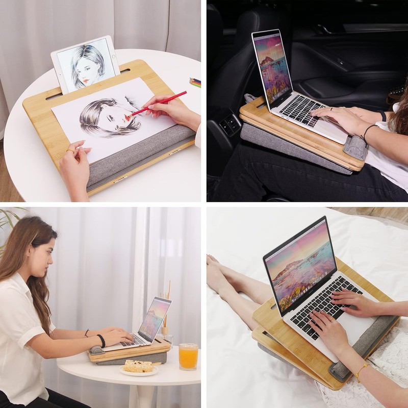 Lap Desk Laptop Tray with Cushion Portable Bed Tray Desk,