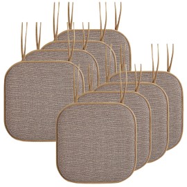 Elegant Comfort 8 Pack Chair Cushion Covers - Skid-Proof Rubber Backing - 16 x 16 Inch - Thick Dining Square Shape Seat Covers - Comfortable Textured Chair Pads with Ties - Mosaic Pattern, Taupe