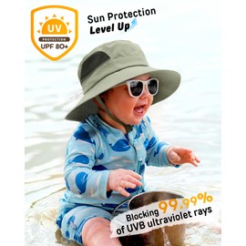 FURTALK Baby Toddler Sun Hat Bucket Hat with Neck Flap Wide Brim Hats Beach Vacation Essentials Green