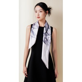 Grace Scarves 100% Silk Scarf With Hand Rolled Edges, Large, Twill, Late Night Poetry, Light Mauve, 35 x 35 inches