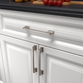 monti hardware | 1 Pack Brushed Nickel 6.3 Inch Hole Center | Solid Metal Cabinet Handles Bathroom Home Decor Drawer Pulls | Stainless Metal Kitchen Cabinet Handles | Togano Collection