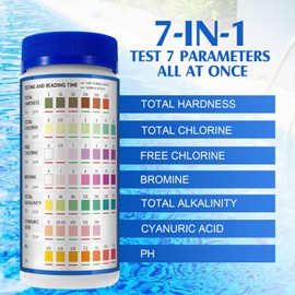 Hot Tub Test Strips 7-In-1 (150Pcs)| Ph Test Strips For Swimming Pool & Spa | Pool Water Testing Kit For Chlorine, Bromine, Ph, Hardness, More - All In 1 Swimming Pool Test Strips