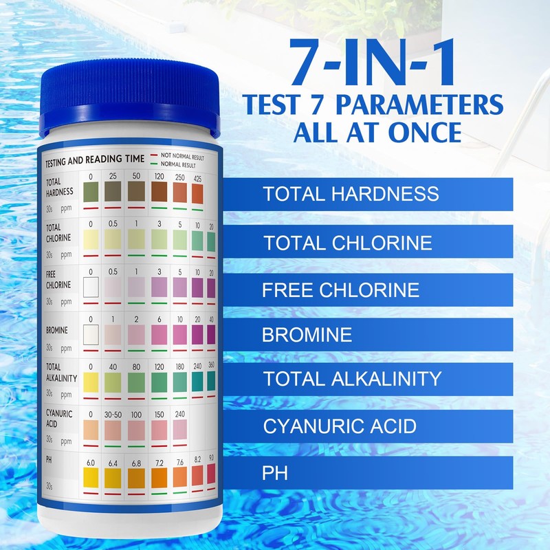 Hot Tub Test Strips 7-In-1 (150Pcs)| Ph Test Strips For
