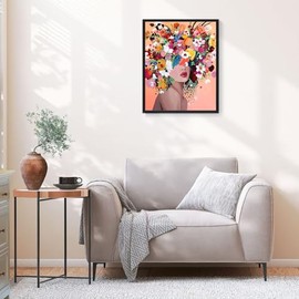 Ginkko Paint by Numbers for Adults Beginner & Kids Ages 8-12 with Wooden Frame Easy Acrylic on Canvas 9x12 inch with Paints and Brushes, Girls and Flowers(Include Framed)