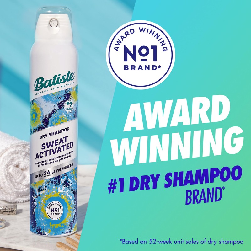 Batiste Dry Shampoo, Sweat Activated with Sweat Absorbing Technology, 5.71