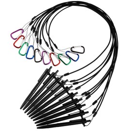 Lewtemi 10 Sets 24 Inch Pen Leash Pen Silicone Lanyard Holder for Clipboard Notebook Office Supplies (Black)