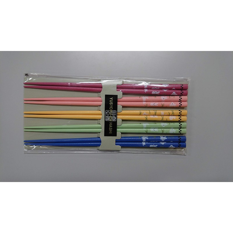 イシダ 日本製 箸 客用 5膳セット 乾漆野うさぎ 天然木 23cm