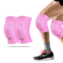 WiseJoy 2 x Knee Pads Sports College Thick Volleyball Soft Elastic Non-Slip for Dance Football Volleyball Basketball Yoga (Pink)