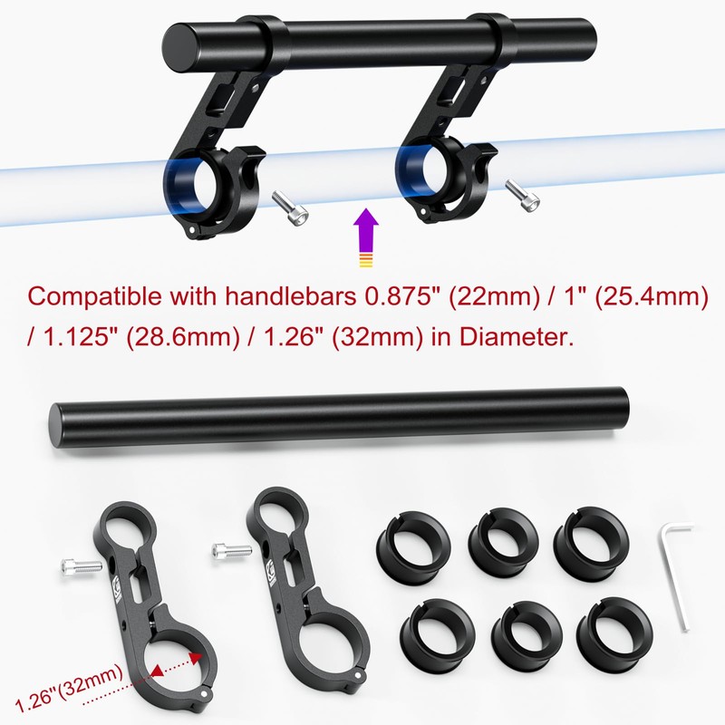 BRCOVAN Aluminum Alloy Handlebar Extender Extensions with 11.81'' Long Cross