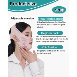 TPZORJX 1 x Half Face Plus Lift Maske, V-Face Maske, Gesichts-Doppelliftmaske, Schlafmaske für Doppelkinn und schlaffe Gesichtshaut (rosa Aufdruck)