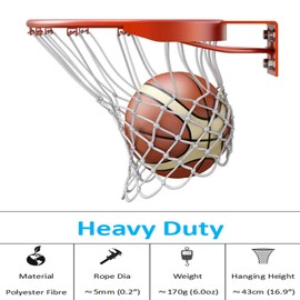 Basketball Nets 2 PCS Heavy Duty Outdoor All Weather Basketball Nets Backboard Accessories Replacement for Standard Rim Hoop (White/Red/Blue)