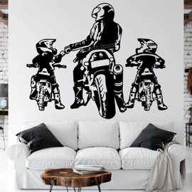 HONOKBNM Dad Boy Motocross Wall Decal Motorcycle Wall Decor Dirt Bike Wall Sticker Room Decor Decal Vinyl Wall Decor-Black-69x57cm