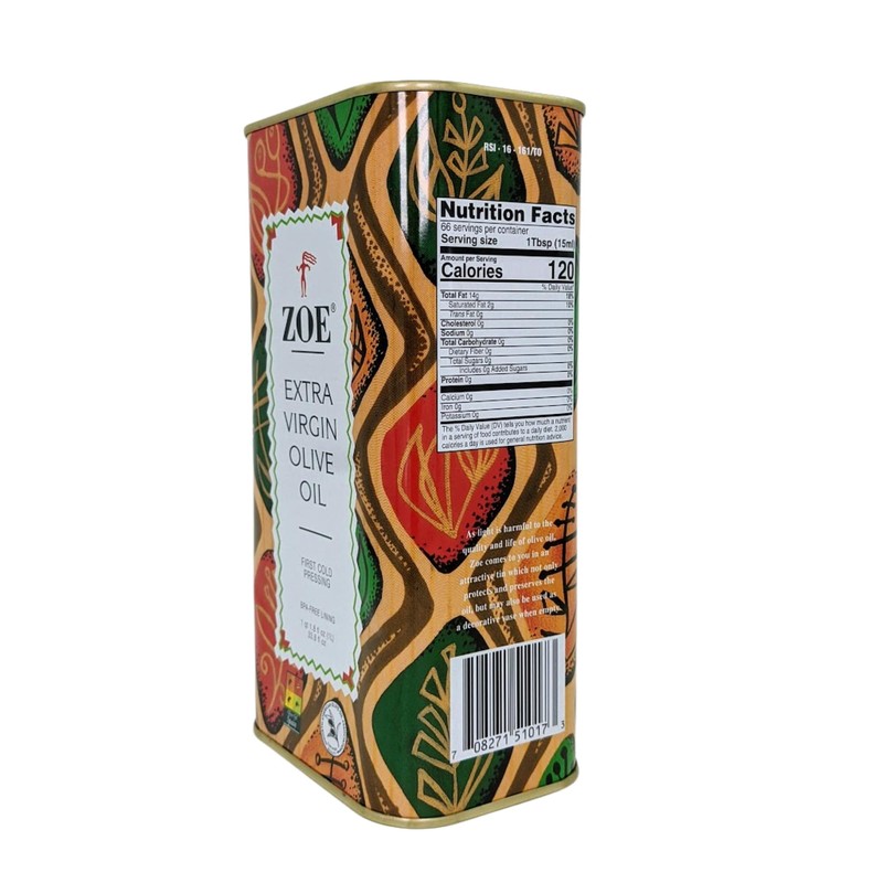 ZOE Extra Virgin Olive Oil, 1-Liter Tins (Pack of 2)
