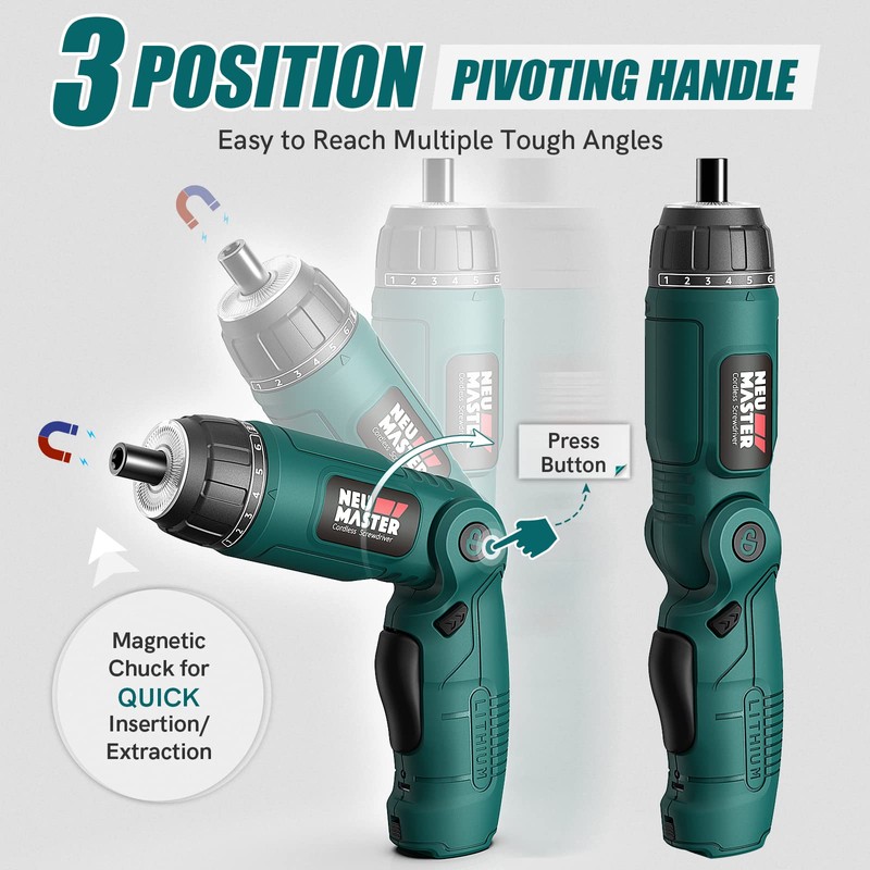 NEU MASTER Cordless Screwdriver, 4V Electric Screwdriver Rechargeable Power Screwdriver