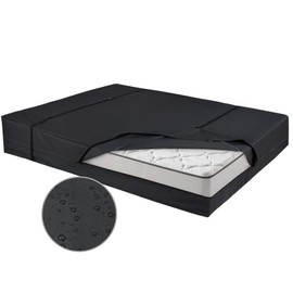 Waterproof Mattress Storage Bag for Moving and Storage - Reusable Heavy Duty Canvas Mattress Bag with Zipper and Lifting & Moving Straps (Black, Twin)