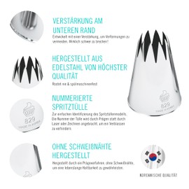 CukkiCakes Set of 12 Professional Piping Tips for Piping Bags - Decoration and Preparation - Made in South Korea