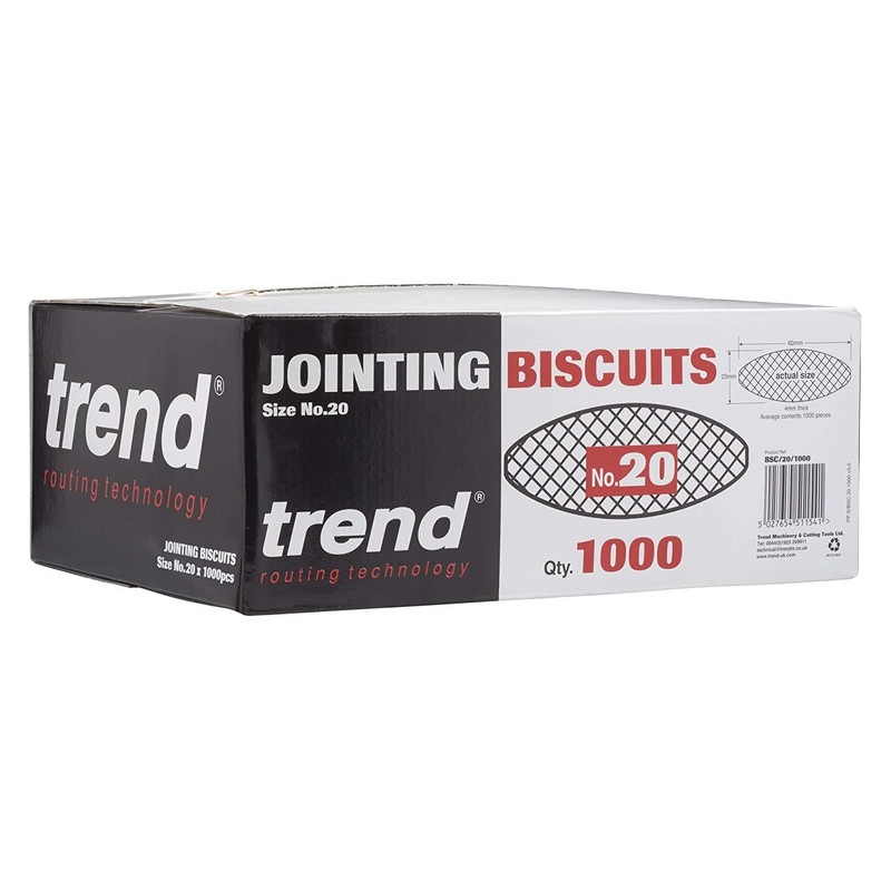 Trend 1000pcs Certified Beechwood No. 20 Joining Biscuits for Woodworking,