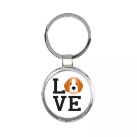 Gift Keychain : Love Beagle Cute Dog Cartoon Funny Owner Heart Pet Mom Dad