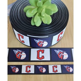 Unbranded 7/8 & 1.5" (1 YD) Cleveland Guardians Grosgrain Ribbon Baseball Cheer Bow Ribbon - 7/8"