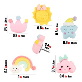 CAIRIAC 20Pcs Push Pins Cute Rainbow Sun Clouds Push Pins Decorative Drawing Pin for Corkboard Bulletin Board Map Calendar Photo Memo Office Supplies