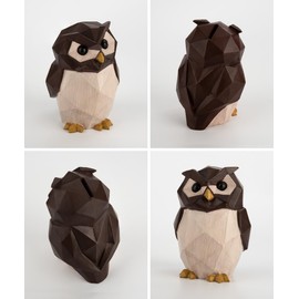 Animal Owl Wood Grain Polyresin Suora Money Box