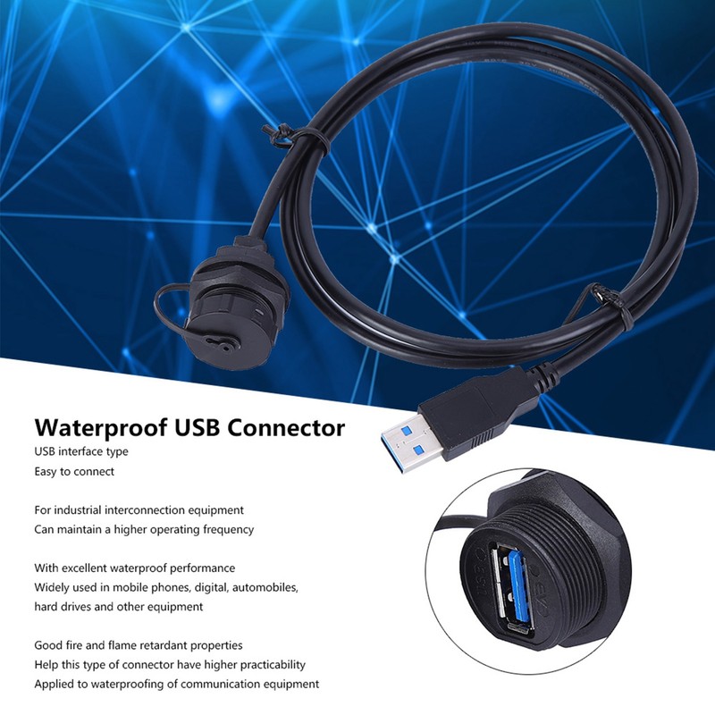Waterproof USB Connector USB3.0 Female Male Meter Wire Plug Panel