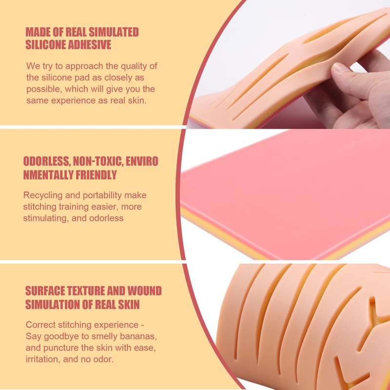 Upgraded 3-Layer Suture Pad with Wounds for Practicing Suturing -