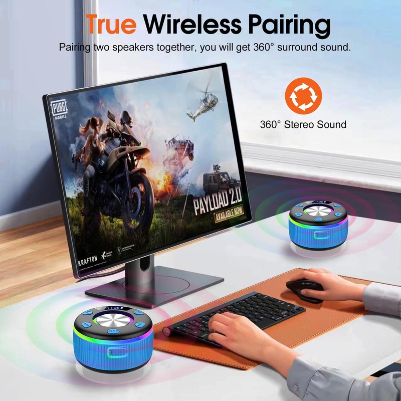 Bluetooth Shower Speaker, Portable Bluetooth Speaker Wireless with Time Display,