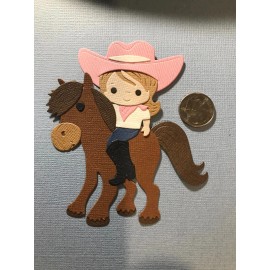 HANDMADE Die Cut 1 Cowgirl w/ Horse Scrapbook / Card Embellishment