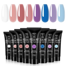 ROSALIND Poly Nail Gel Set, 8 PCS 10ml Blue Poly Extension Gel Nail Set, Purple Colors Poly Nail Gel Kit Poly Acrylic Nail Enhancement for Nail Art Design