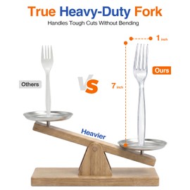 300 Count Heavy Duty Plastic Silverware, Heat Resistant Disposable Forks and Spoons Set, Clear Plastic Cutlery, Bulk Utensils