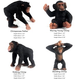 FUNSHOWCASE 9 Piece Chimpanzee Gorilla Toy Set Eco Friendly Animal Figures For Kids