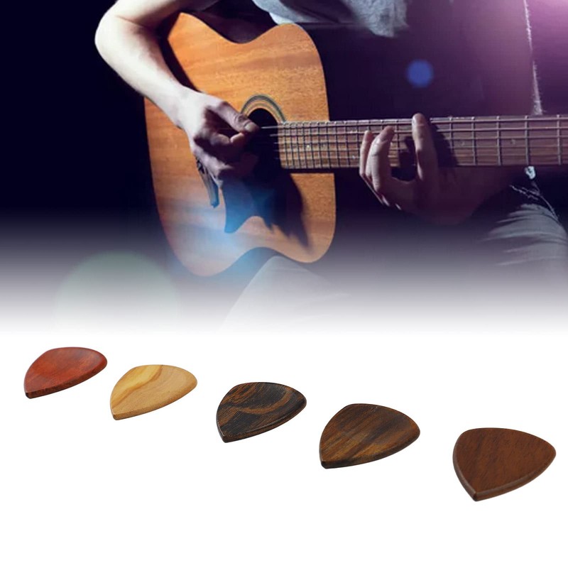 Wooden Pick Box with 5 Picks, and Lightweight, Ideal Gifts