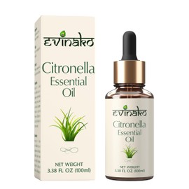 Evinako Citronella Essential Oil 100ml (3.38 fl oz) - 100% Pure Therapeutic Grade, Perfect for Aromatherapy, DIY Skincare, and Fresh Indoor & Outdoor Use