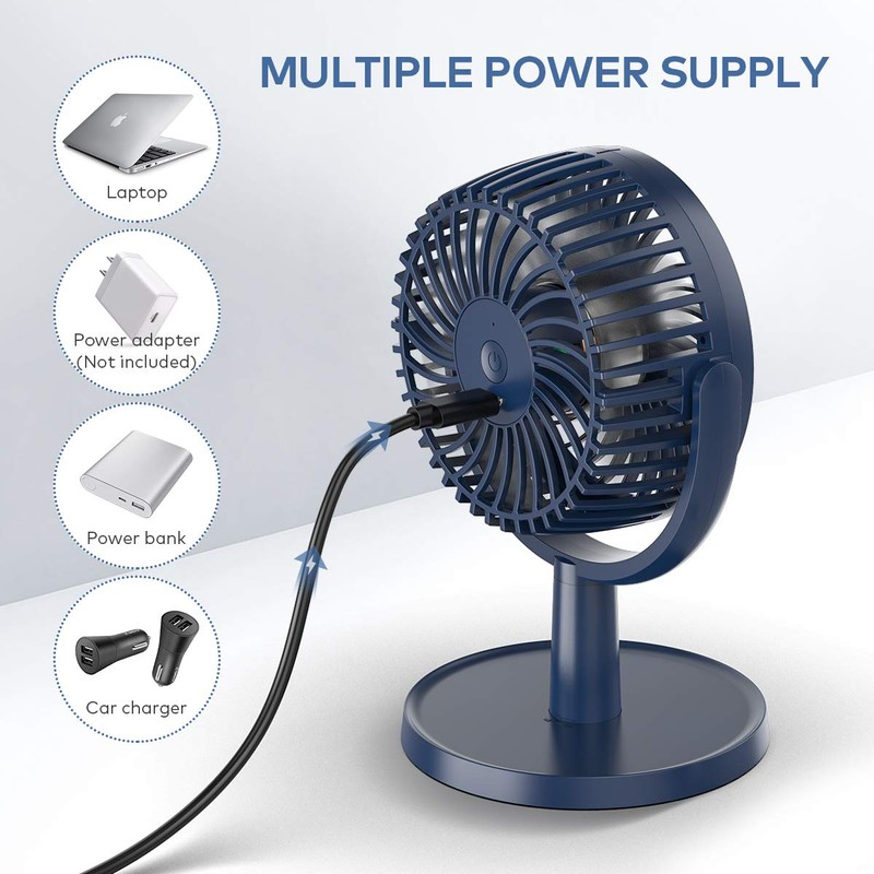 Mini Desk Fan, USB Powered Desktop Fan with 4 Speeds,