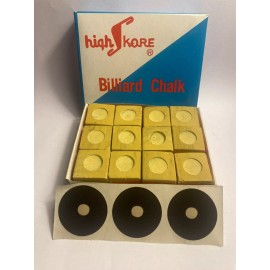 High Skore 1 Dozen 12 Pieces Gold Pool Chalk ,Billiard ,Free 3 Large Table Spots Cue Q Tip