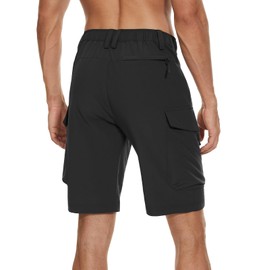 Moosehill Men's Hiking Cargo Shorts with 7 Pockets Quick Dry for Casual Work Tactical Fishing Camping Summer Stretch Waterproof（Black Shorts,32）