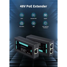 1 in 2 Out Gigabit PoE Extender, NICGIGA 2 Port PoE Repeater 100 Meters(328 ft),IEEE 802.3af/at Power Over Ethernet PoE Splitter to 2 PoE Devices Like IP Cameras, IP Phone, Wireless AP