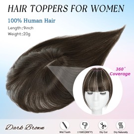 Carendia Bangs Hair Clip Human Hair Natural Black French Bangs for Women Fringe with Temples Hairpieces