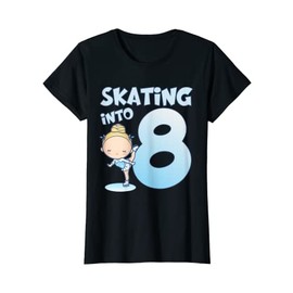 8 Year Old Girl Ice Skating Into 8th Birthday Kids T-Shirt