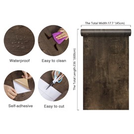 CHIHUT 17.7"x236" Brown Concrete Contact Paper for Walls Self Adhesive Removable Faux Concrete Peel and Stick Wallpaper Matte Textured Industrial Cement Wallpaper for Kitchen Countertops Furniture