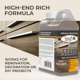 SamaN Interior Water Based Wood Stain - Natural Stain for Furniture, Moldings, Wood Paneling, Cabinets (Iron Earth TEW-013-12, 32 oz)