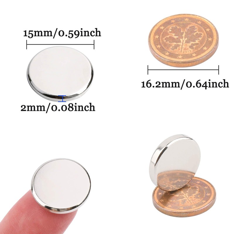 DGDUBRB 15x2mm Fridge Magnets, Super Strong Neodymium, Multi-Use Whiteboard Magnets,