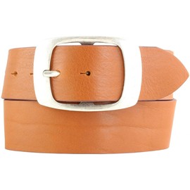 BELTINGER Denim Belt Made of Full Cowhide Leather 5 cm with Double Buckle Leather Belt 50 mm Wide Leather Belt Made of Genuine Leather, Tabac, Antique Silver